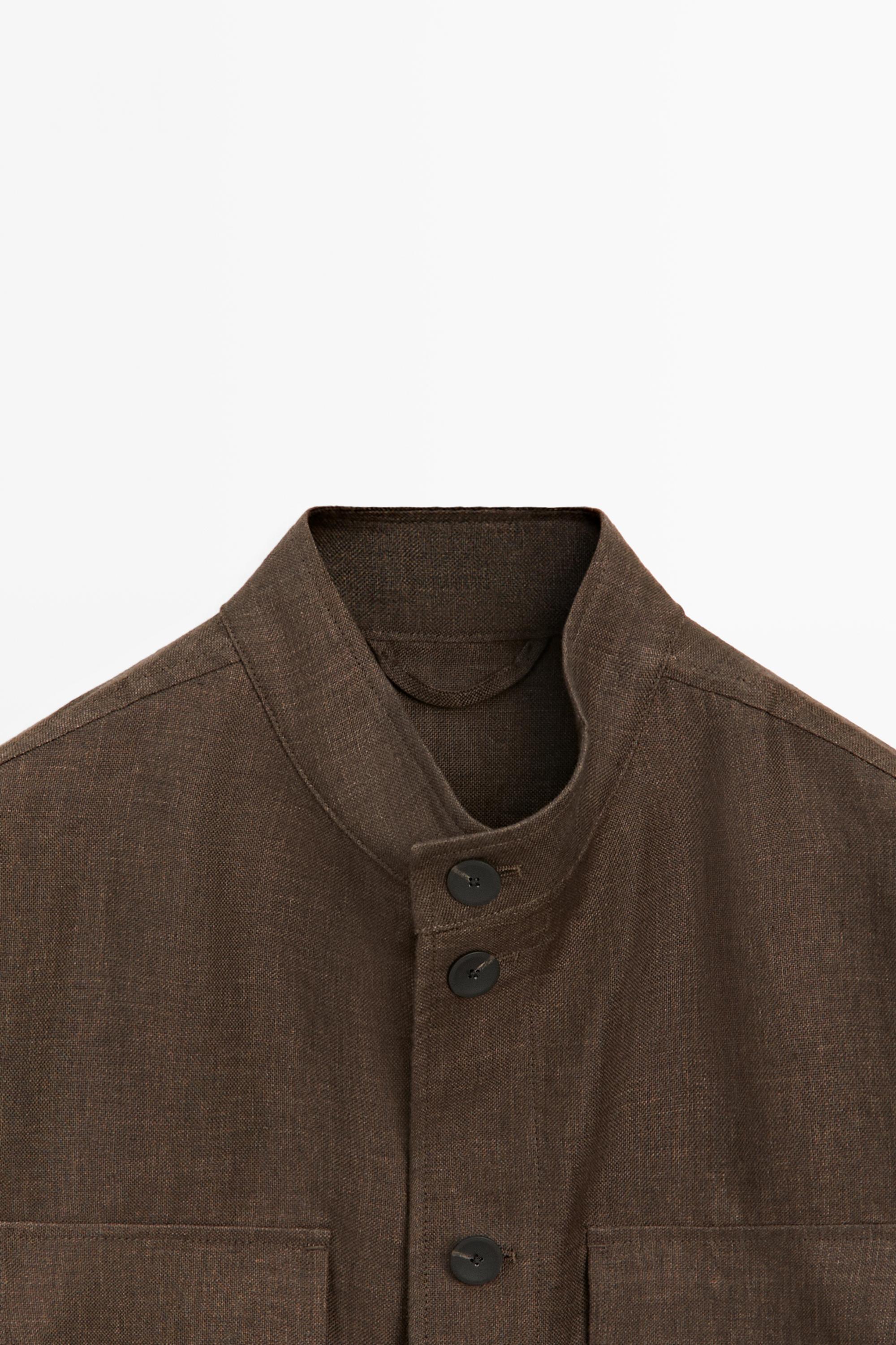 Total look faded linen overshirt
